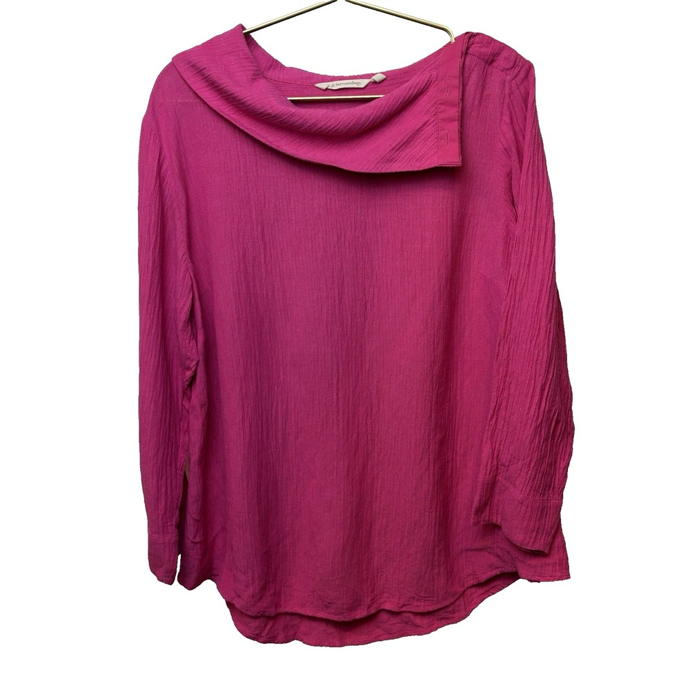 Soft Surroundings Hot Pink Tunic Boho Size Large Ramie Rayon